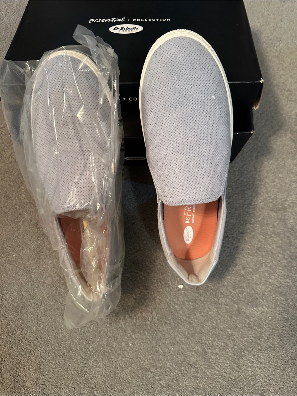 Dr. Scholl's Women's Slip-On Sneakers in Light Gray and White Trim